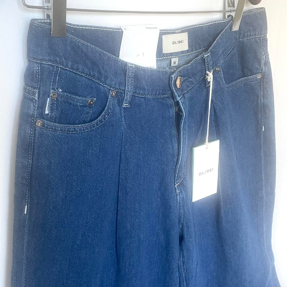 DL1961 Isabel Pleated Mid Rise Wide Leg Jeans Womens 28 North Beach Blue - Picture 6 of 11